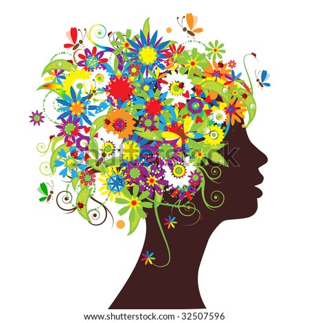 Floral Head Silhouette Stock Vector Illustration 32507596 : Shutterstock