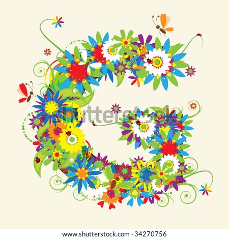 Design Letters on Letter G  Floral Design  See Also Letters In My Gallery Stock Vector