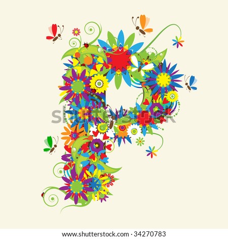 Logo Design Letter on Letter P  Floral Design  See Also Letters In My Gallery Stock Vector