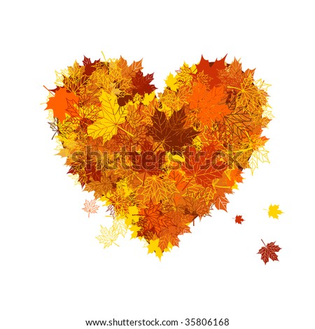 Heart Shape Vector. Autumn love, heart shape,