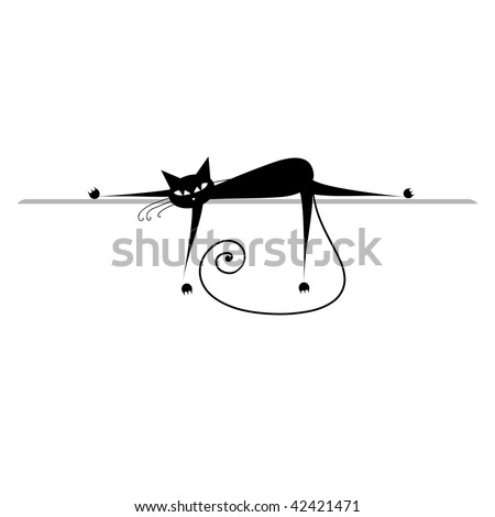 stock vector : Relax. Black cat silhouette for your design