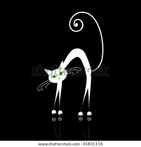 black and white cat with green eyes. White cat with green eyes