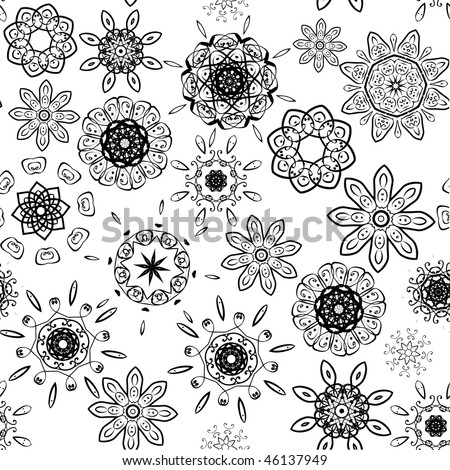black and white floral pattern name. stock vector : Black on white