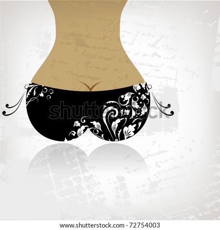 bikini bottom background. stock vector : Bikini bottom on grunge ackground, view back