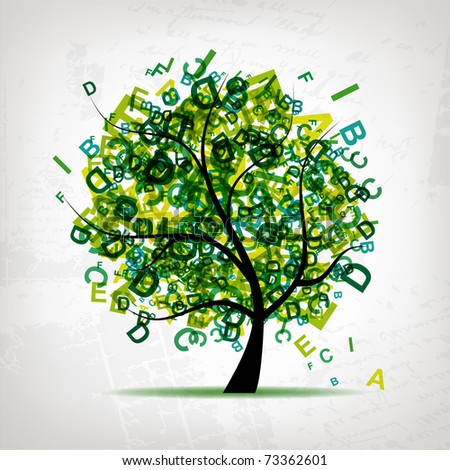 stock vector Art tree with letters green for your design