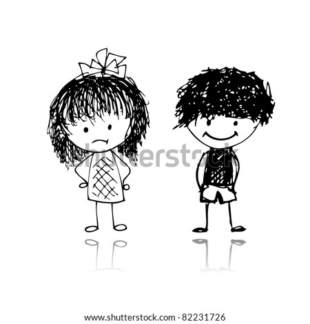 Logo Design Sketches on Boy And Girl  Sketch For Your Design Stock Vector 82231726