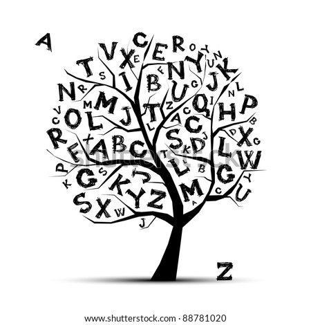 Logo Design Alphabet on Art Tree With Letters Of Alphabet For Your Design Stock Vector