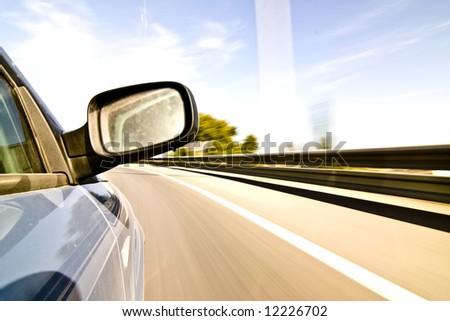 Abstract blurred action from car at high speed