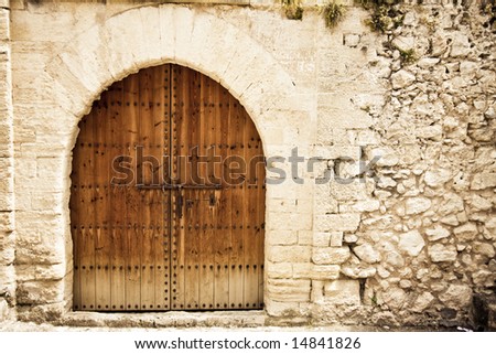 Old wooden door from medieval era.