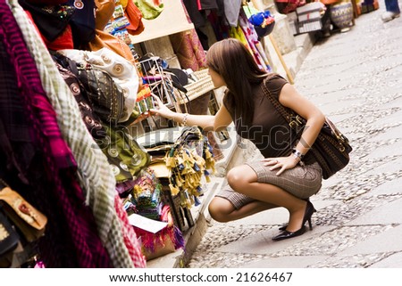 Woman shopping in arab styled market