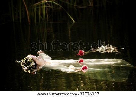 Young drown woman in a poetic representation.