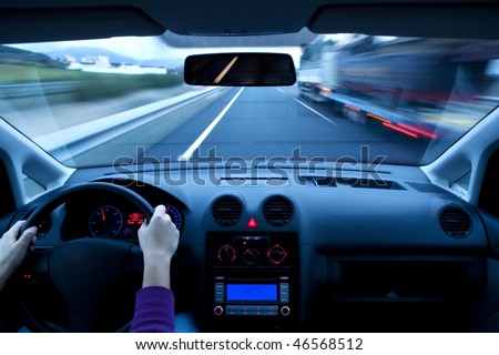 Blurred overtaking from inside vehicle unrecognizable driver Blurred overtaking from inside vehicle unrecognizable driver