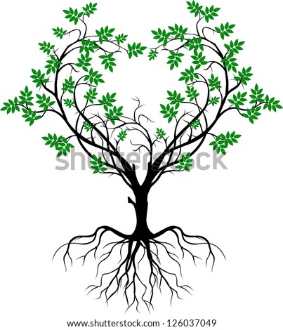 Tree Silhouette With Green Leaf'S Stock Vector Illustration 126037049