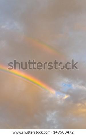 A double rainbow near sunset.  Over Forest Park.