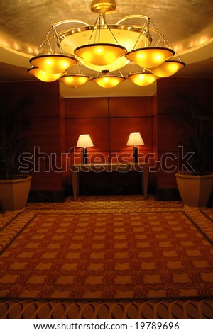 hotel ballroom and grand chandelier