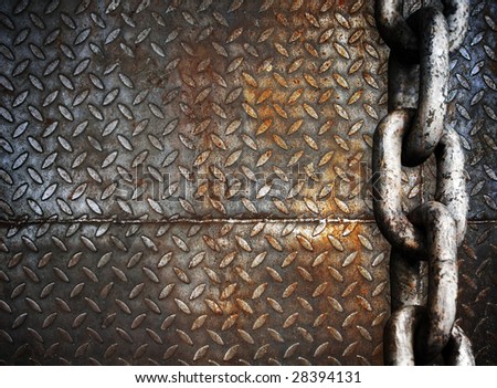heavy metal chain on metal plate