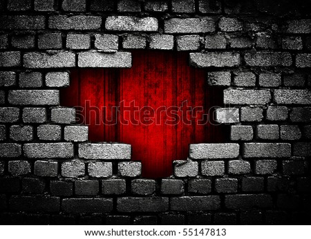 brick wall with hole
