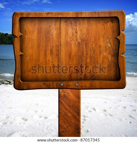 wood sign at beach