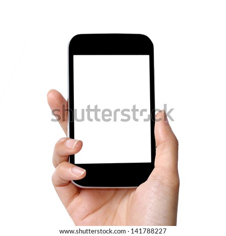 blank screen modern mobile phone in women hand blank screen modern mobile phone in women hand
