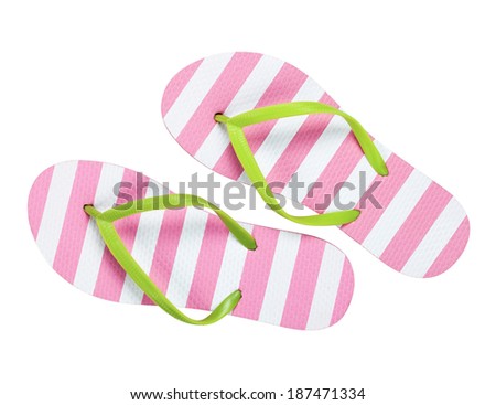 Summer flip flops isolated on white background Top view Summer flip flops isolated on white background Top view