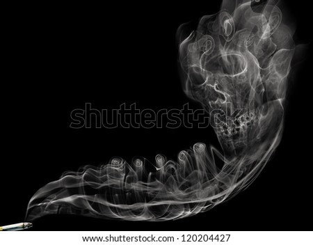 Smoke skull isolated on black background