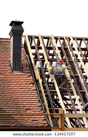 Man working on the new roof