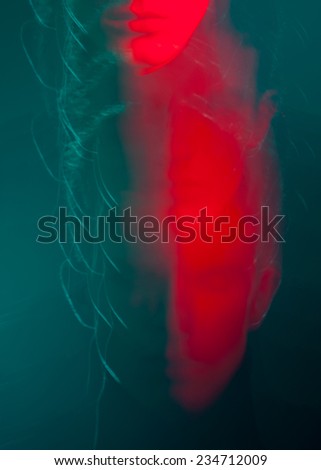 Fashion man abstract face art color stroboscopic lights portrait