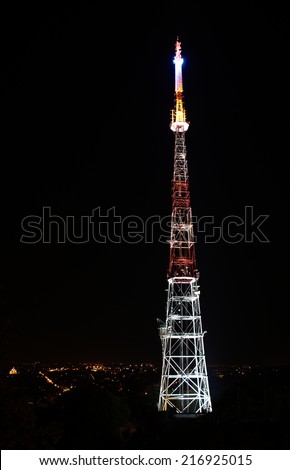 View of Lviv TV tower in the night