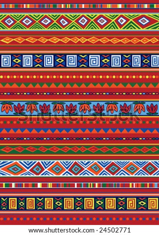 stock vector : Vector set including ethnic African pattern with multicolored typical elements