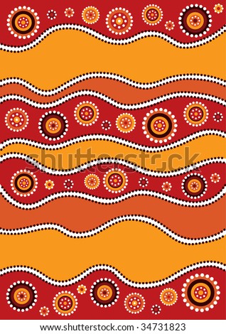 stock vector : Vector pattern including ethnic Australian motive with multicolored typical elements