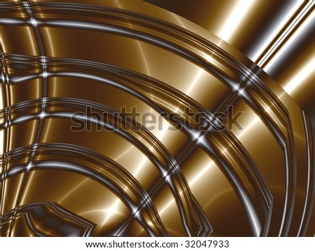Steel and leather. Silver black and bronze highlighted stripes, computer-generated fractal image