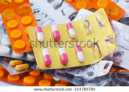 A Macro of Empty Blister, Medicines, Capsules and Tablets. Medical Background.