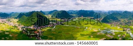 Rice field in valley in Vietnam