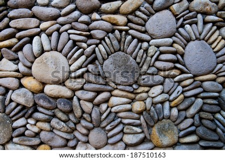 Background by stones with foot shapes
