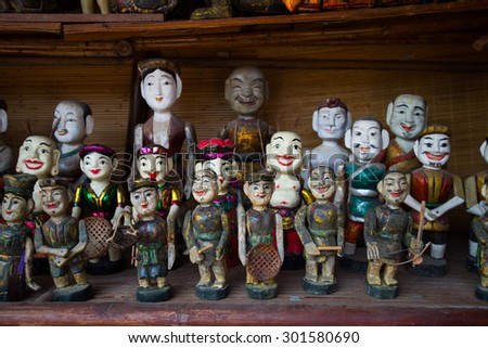 The water puppet on display at the Hanoi. Water puppet is a traditional art in Hanoi, Vietnam.