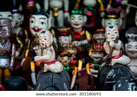 The water puppet on display at the Hanoi. Water puppet is a traditional art in Hanoi, Vietnam.