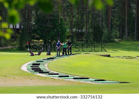 VIERUMAKI, FINLAND, June 23: Golf Players hold training session at the sports centre for the game of Golf Vierumaki, one of the most favorite in Finland, places for sports, June 23, 2015.