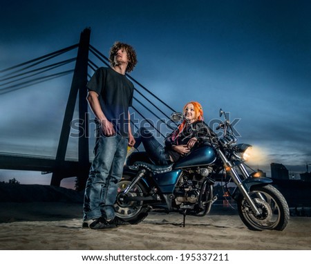 Biker Couple with motorcycle