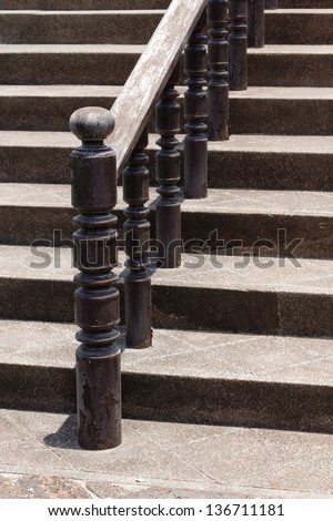Wooden stairways with dark wood railings