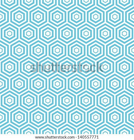 Seamless Blue Hexagon Pattern Background Stock Vector Illustration