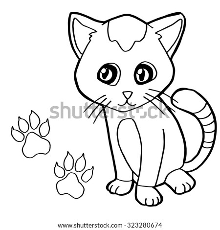 Paw Print With Cat Coloring Page Vector - 323280674 : Shutterstock