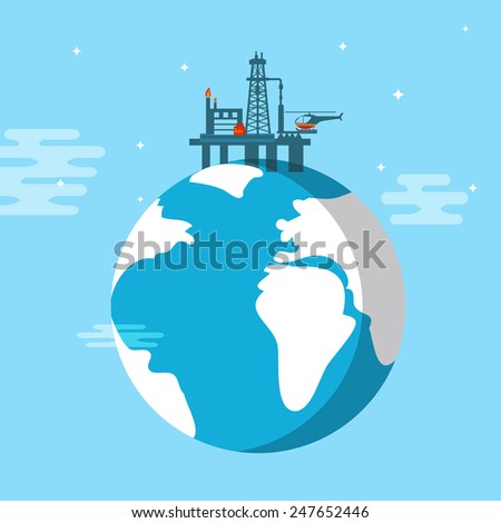 Oil platform flat vector illustration Oil platform flat vector illustration