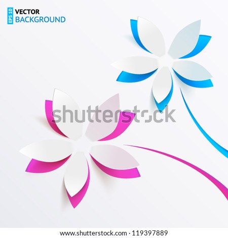 Vector Greeting Card Background With Derived Paper Flowers