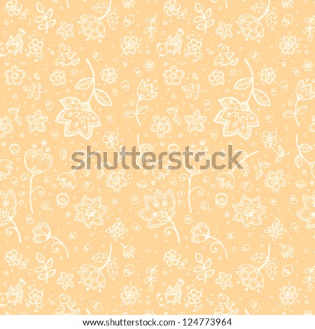 Hand-drawing coffee-and-milk colors flower pattern