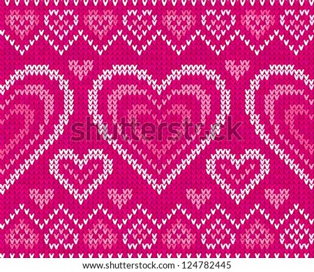 Valentines day glamour knitted sweater  seamless pattern