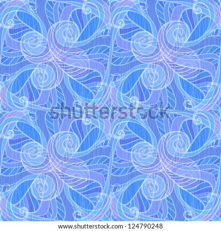 Artistic hand-drawing blue and violet waves seamless background. Vector version also exist.