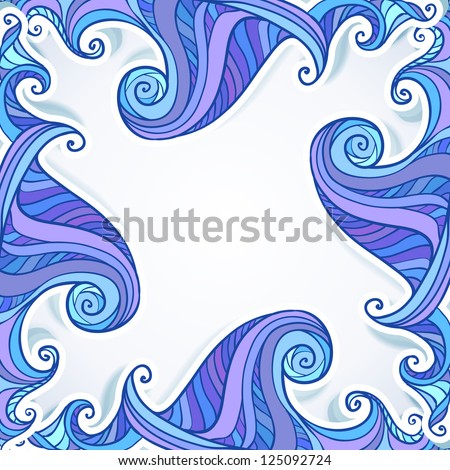 Artistic hand-drawing blue and violet waves background