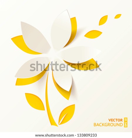 Yellow cutout paper flower vector greeting card Yellow cutout paper flower vector greeting card