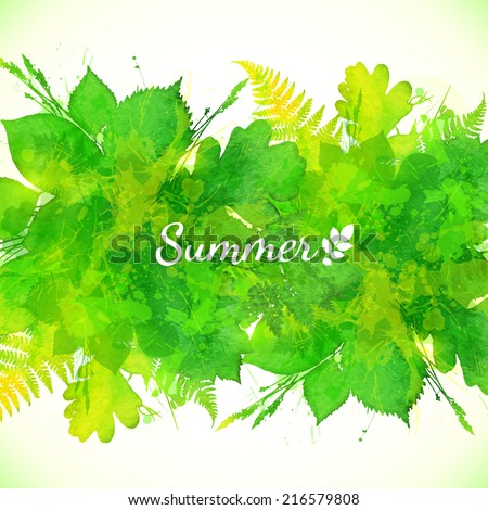 Green summer foliage vector background