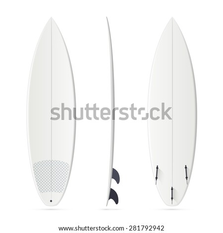 White vector surfing board template: shortboard